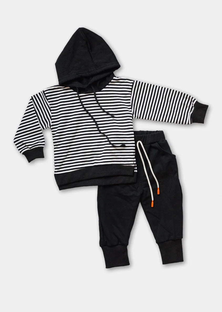 Striped Hoodie & Black Pants