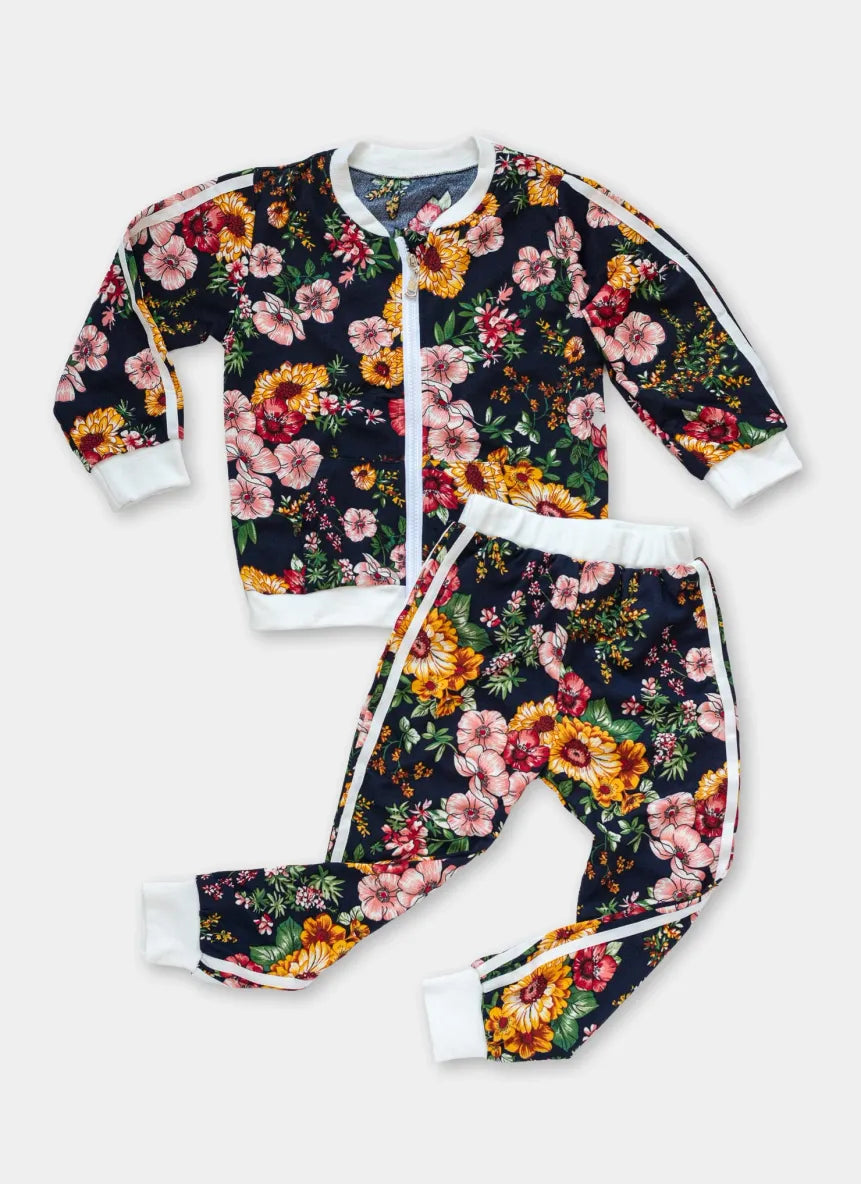 Floral Print Zip Up Tracksuit