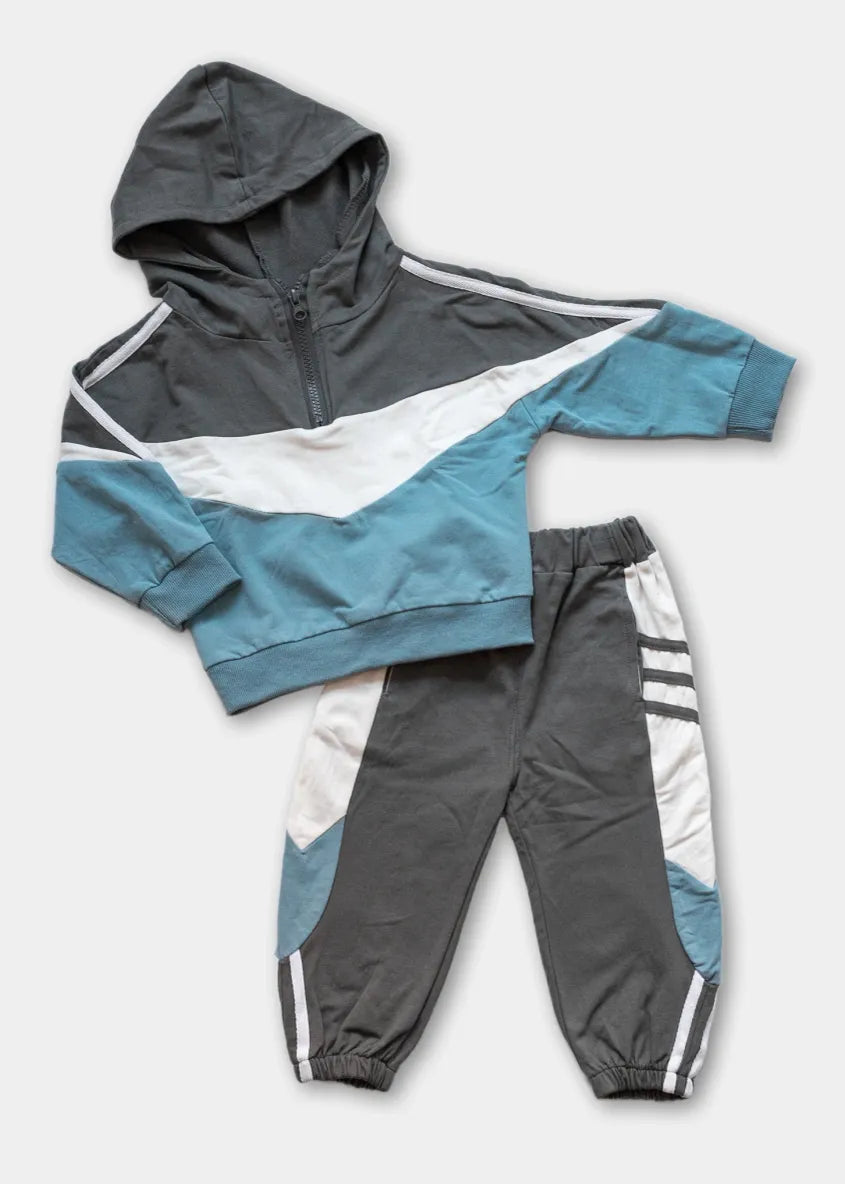 Survêtement décontracté bleu, gris et blanc